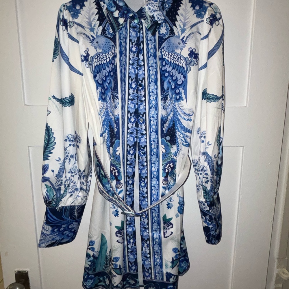 Fashion Nova Blue and White Dress